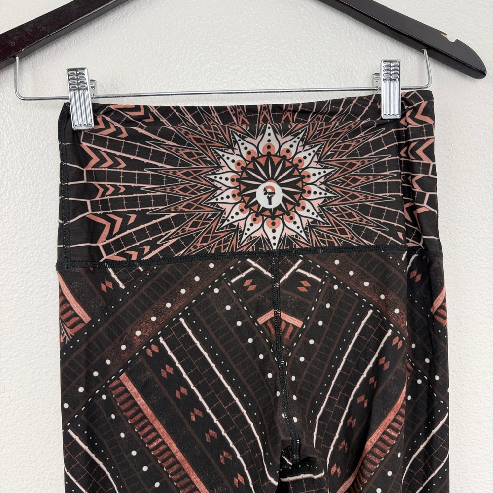 Yoga Democracy Leggings Womens S Brown Geometric Mandala Flare Yoga Bell Bottoms - Picture 5 of 8